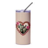 Cactus Flower Tumbler, Heart Tumbler, Desert Flower, Cute Tumbler, Plant Lover Gift, Floral Tumbler, Pretty Tumbler, Unique Tumbler - Tawshia